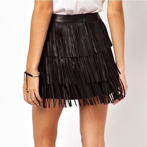 Zara Leather Fringe Mini Skirt